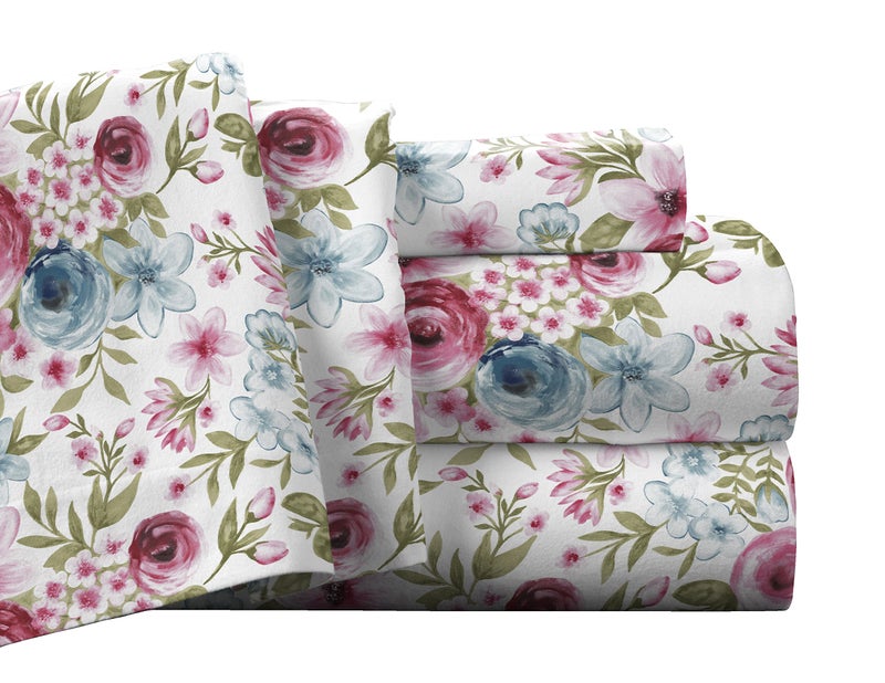 Pointehaven Flannel Deep Pocket Set with Oversized Flat Sheet, King, Sylvan - Image 1